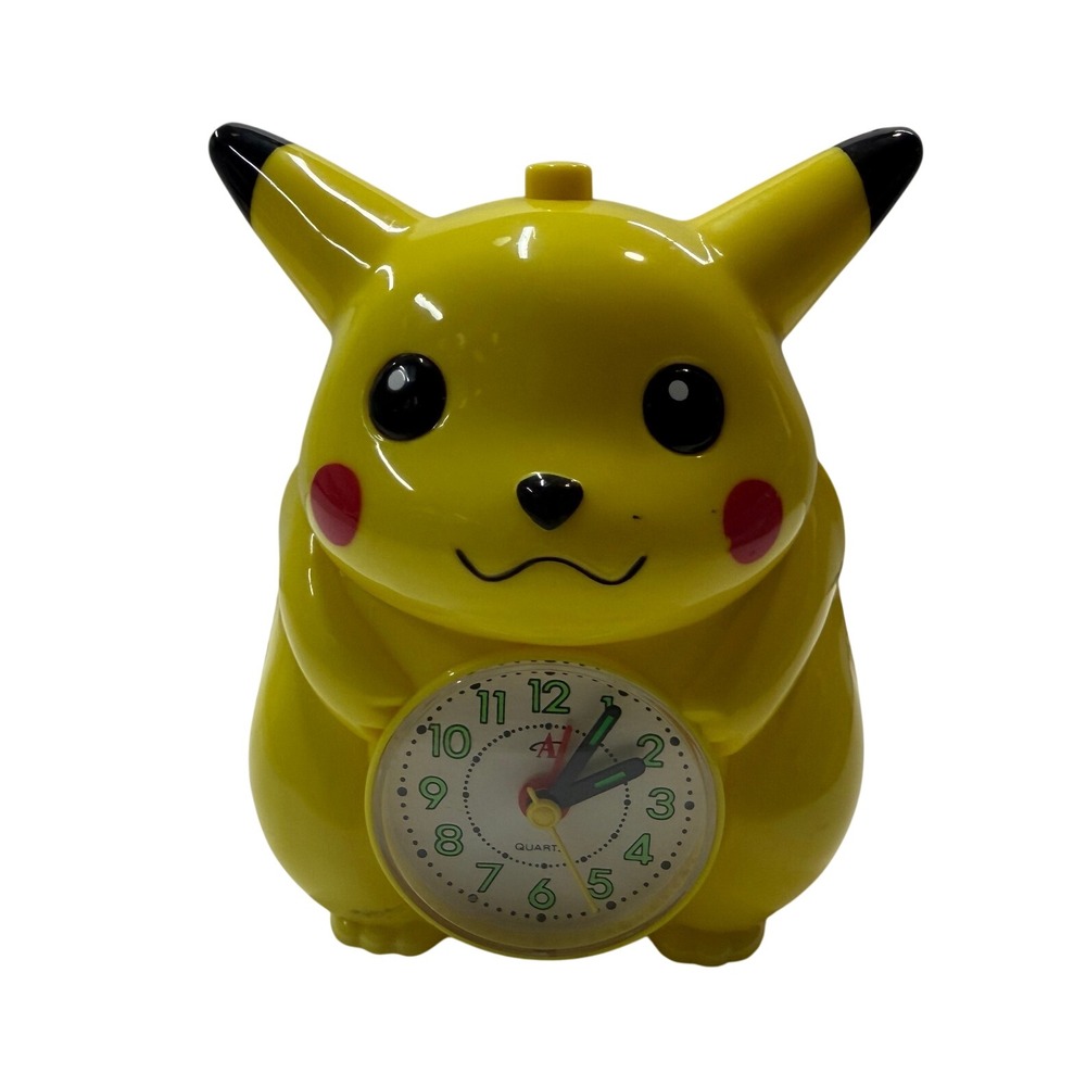Vintage Pikachu Pokemon Analog Alarm Clock Yellow Quartz Battery Operated